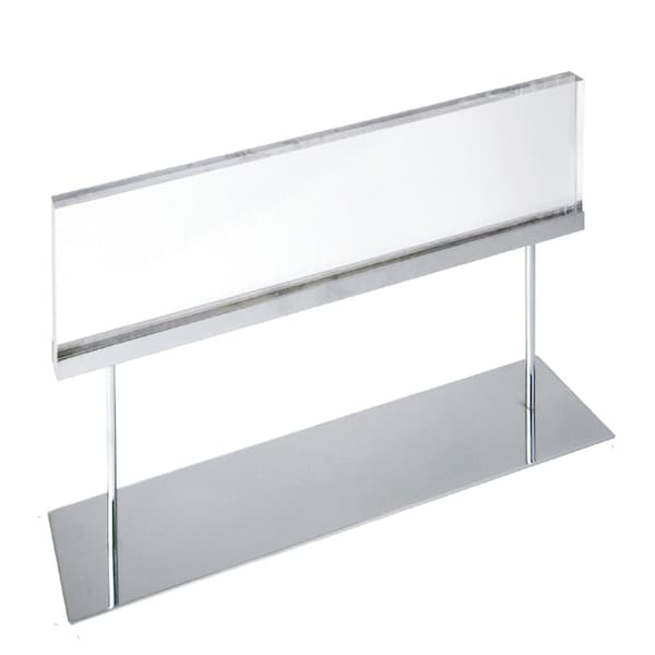 Acrylic Block Counter Sign Holder on Chrome Stand 22"W x 14" H
